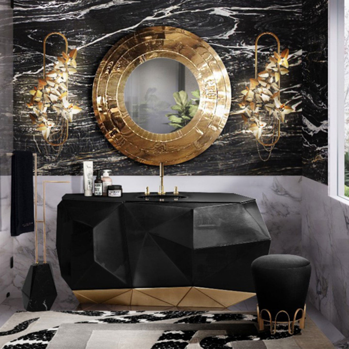 Luxury Furniture Manufacturer Washbasin Luxury Wash Basin Cabinet Bathroom Black Washbasin