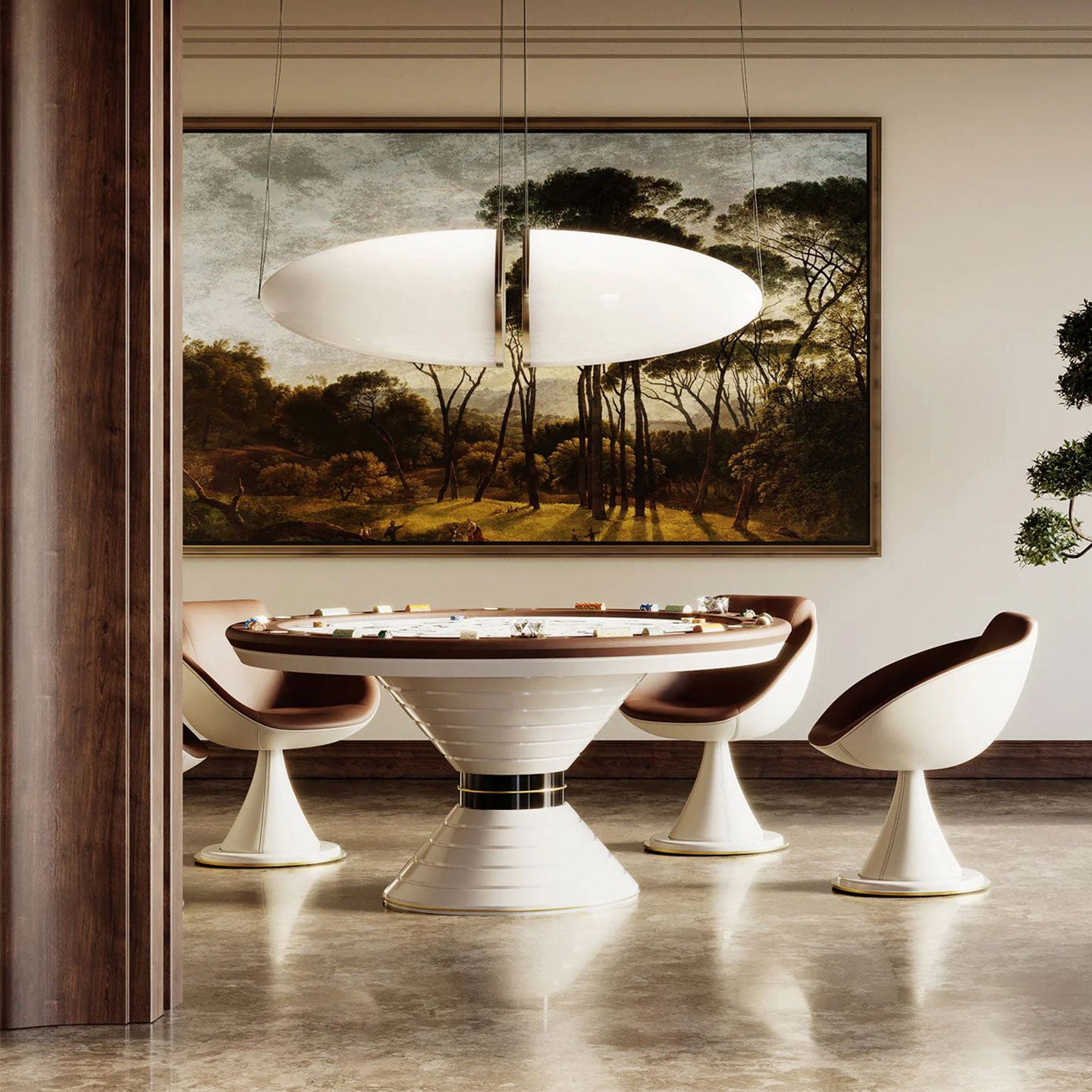 Modern Luxury Solid Wood 8-Player Texas Hole'em Poker Table Factory Round Casino Card Gaming Table