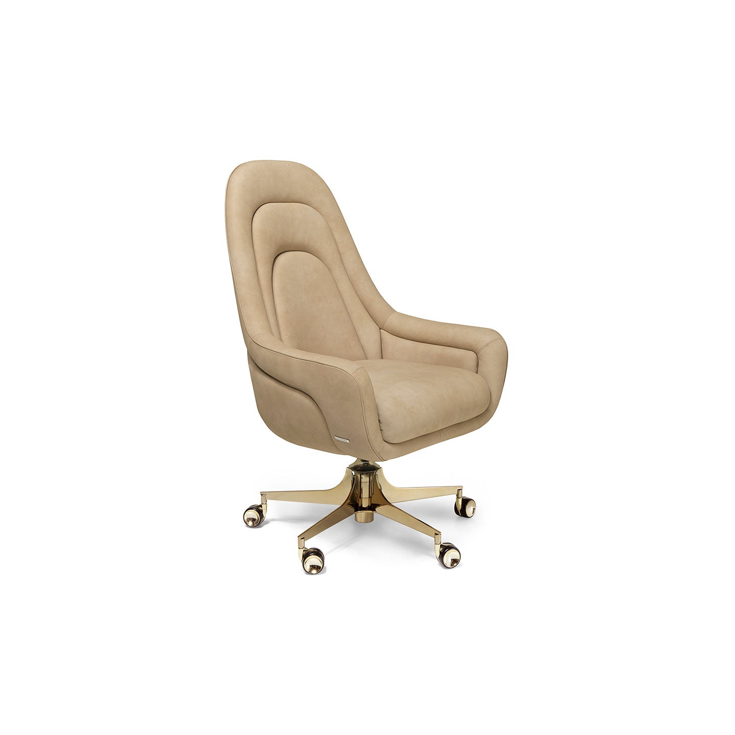 Premium Beige Leather Swivel Office Chair for Home & Office