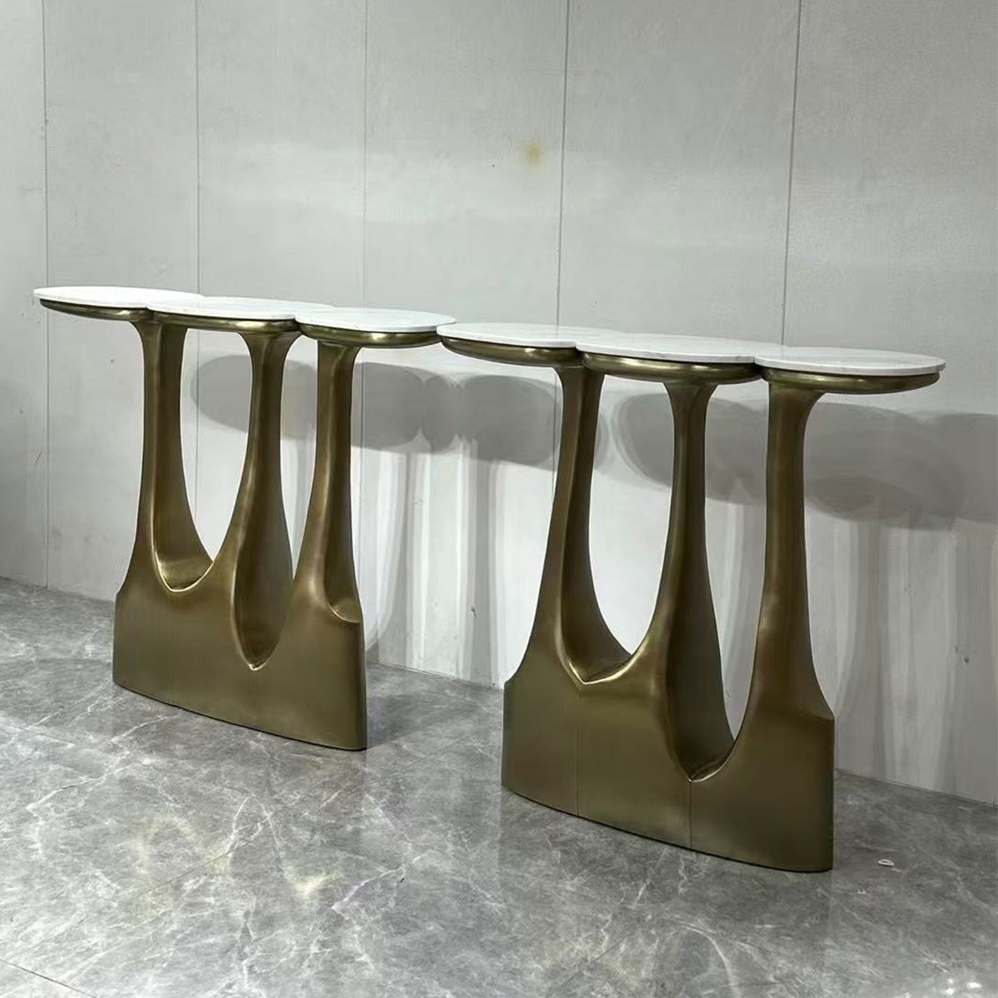 Shagreen Triptych Console with Bronze-Patina Brass Accents by R&Y Augousti