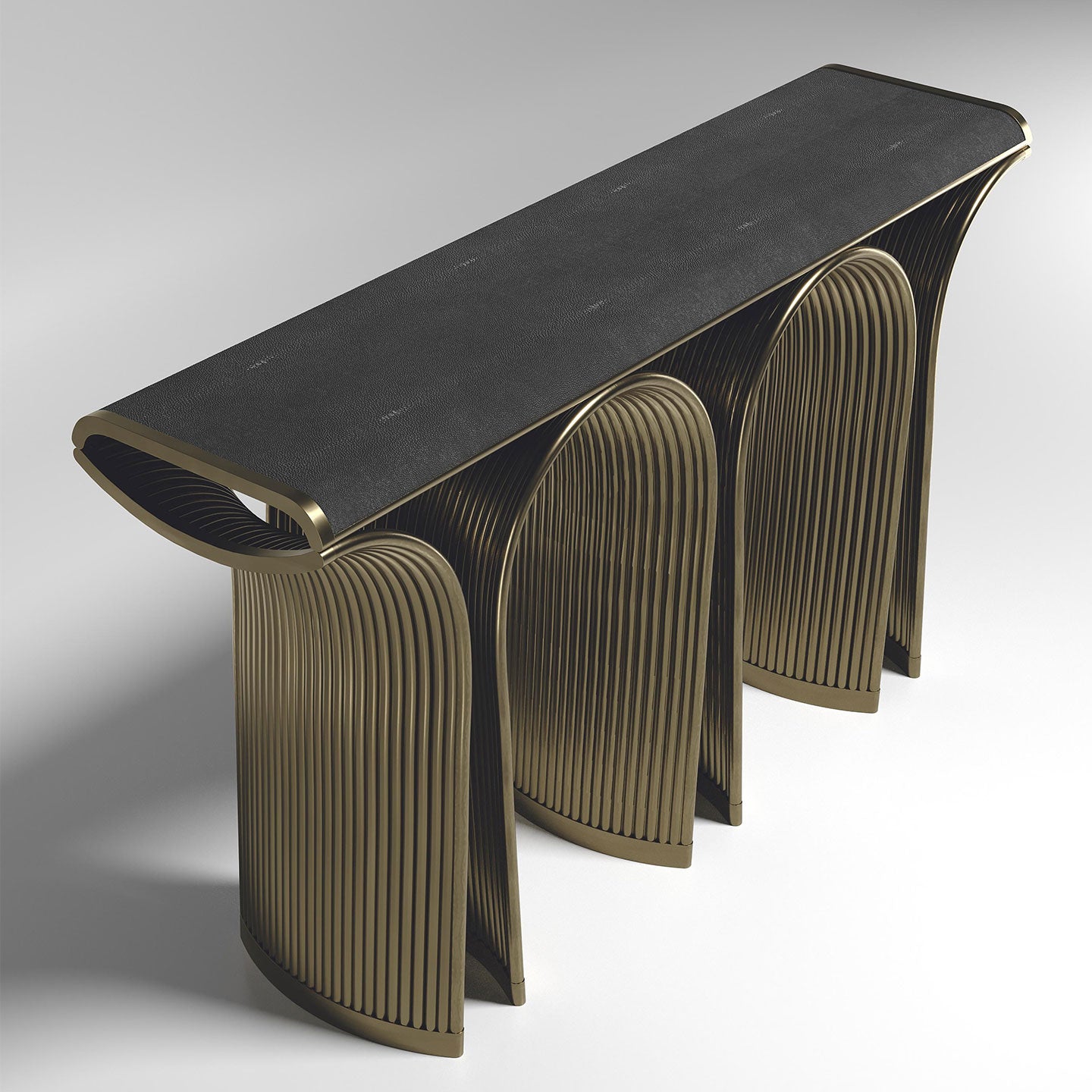 Shagreen Console with Bronze-Patina Brass Details by R&Y Augousti
