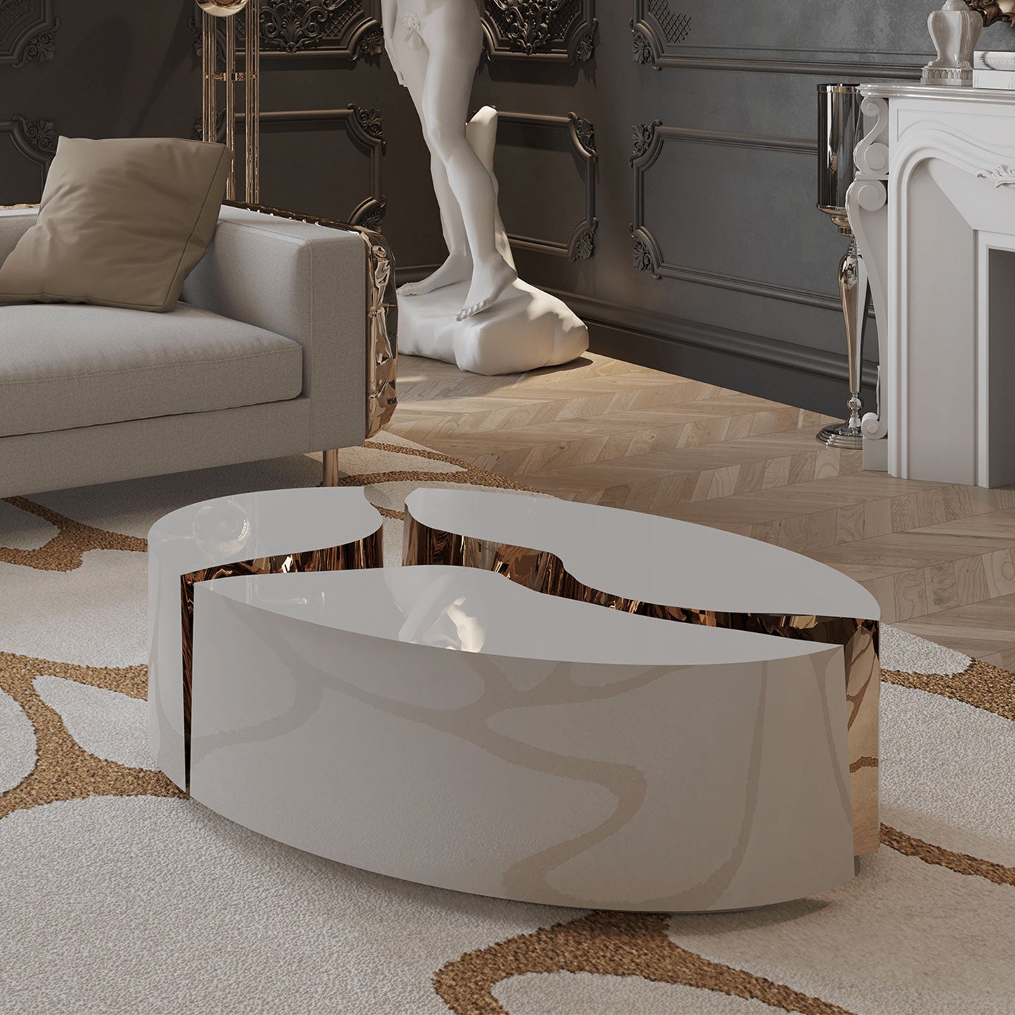 oval white center table