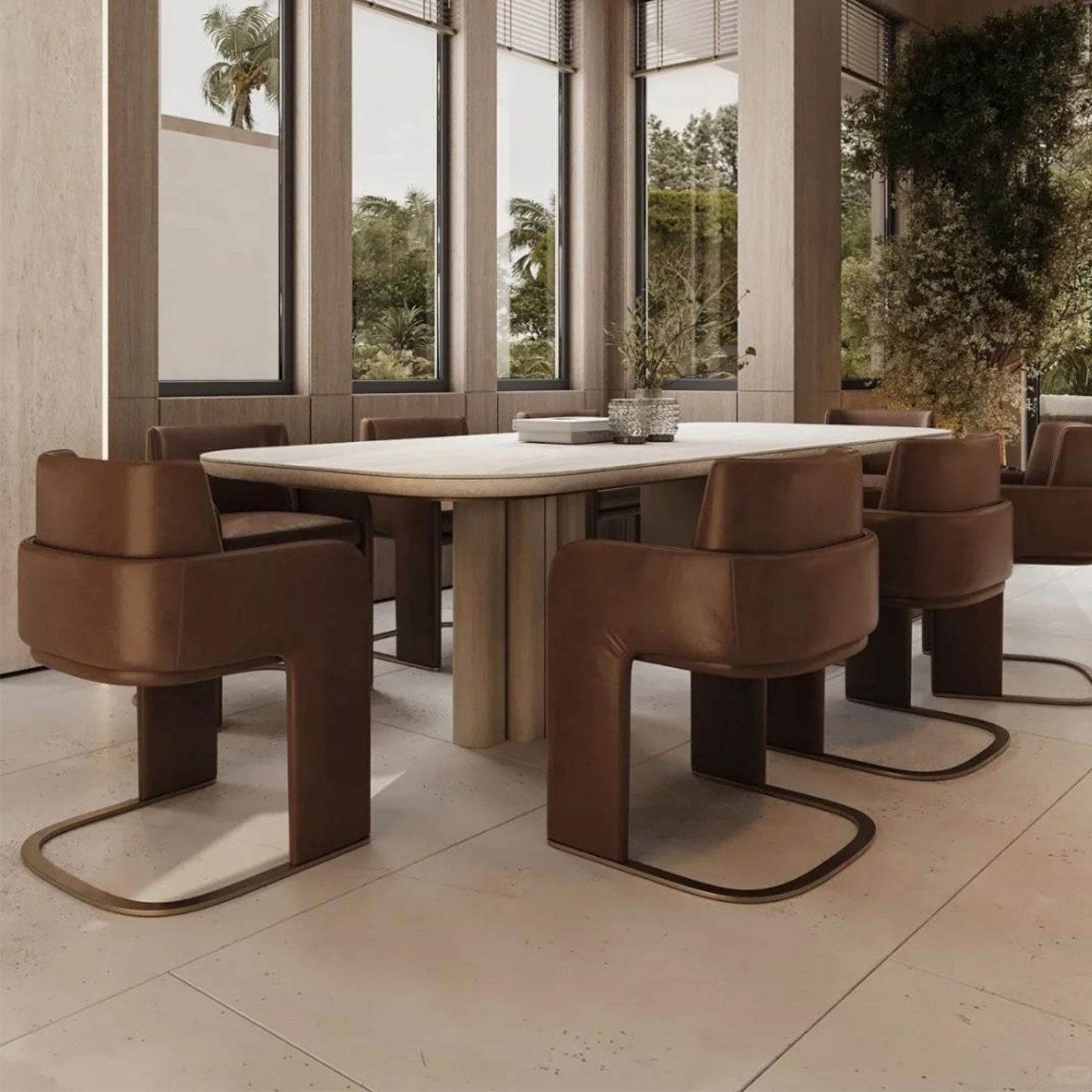 DOOQ Dining Chair Odisseia in White Velvet and Brass