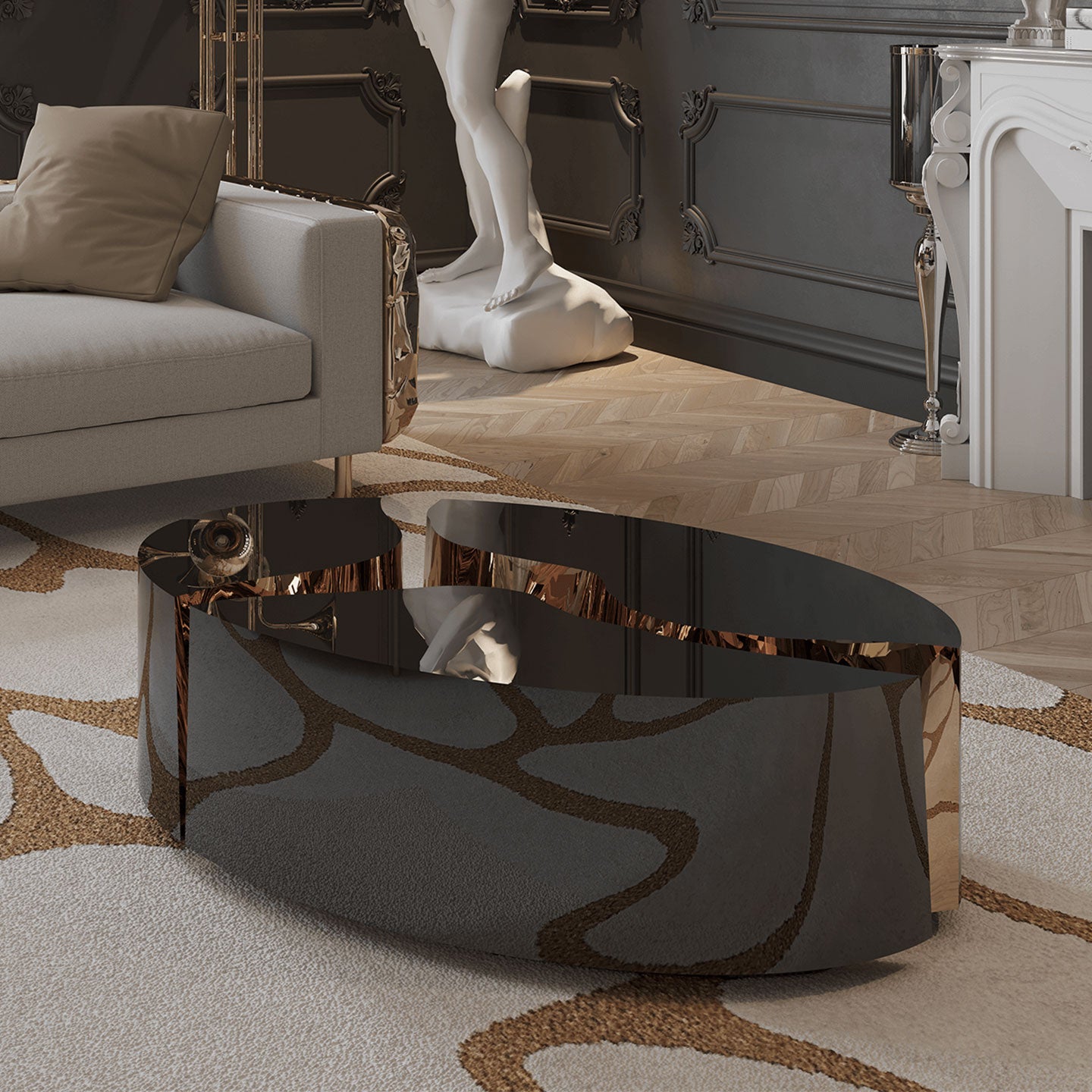 oval black center table