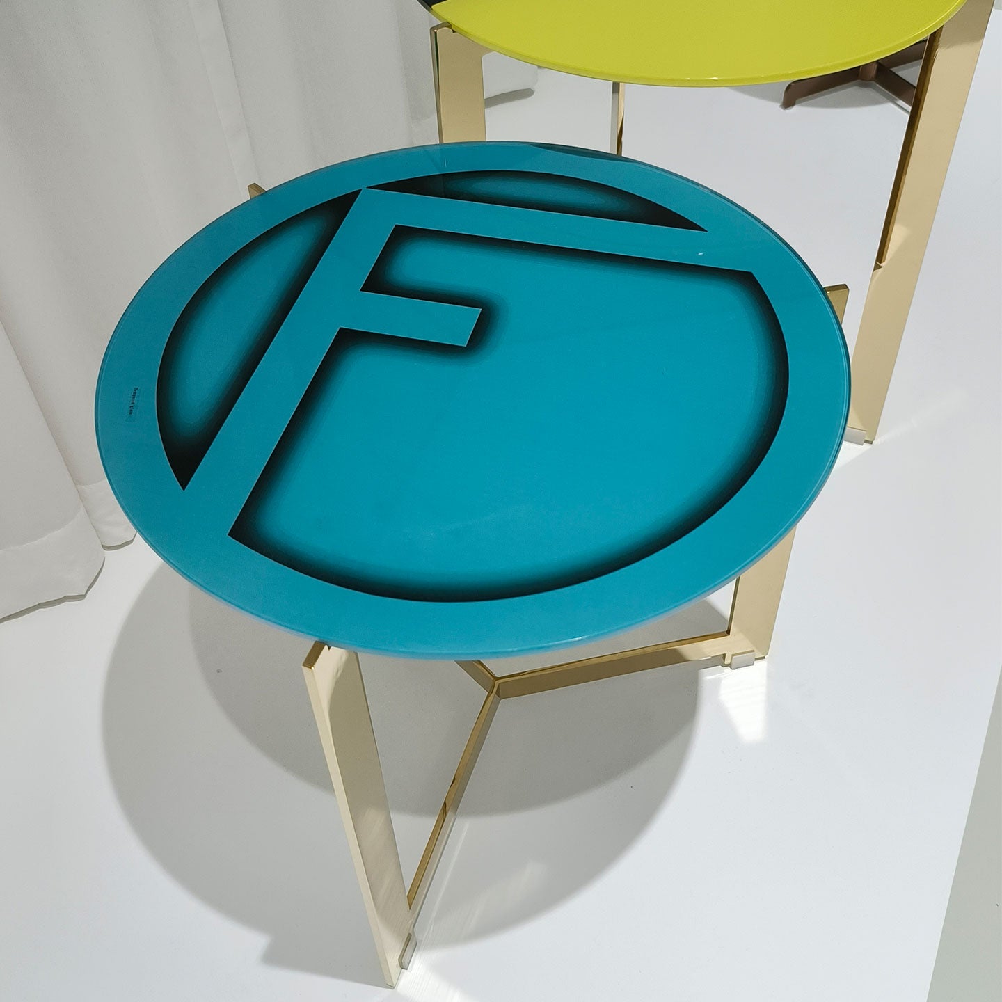 Combinable light luxury side table, gold-plated frame artistic coffee table