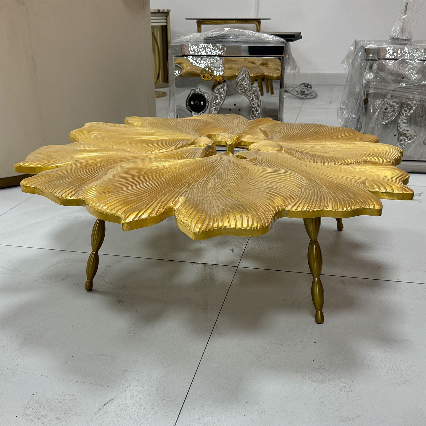 Gingko Coffee Table Antique Brass