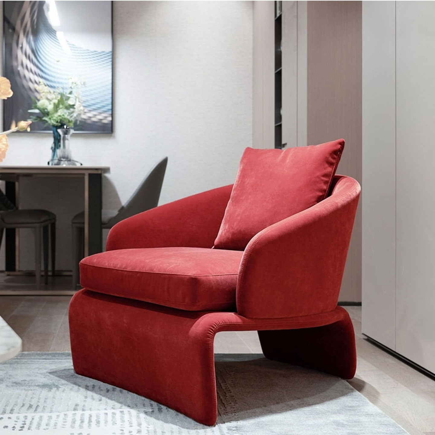 Contemporary Style Fabric Lounge Armchairs Upholstered Armchairs with Armrests Lobby Chairs