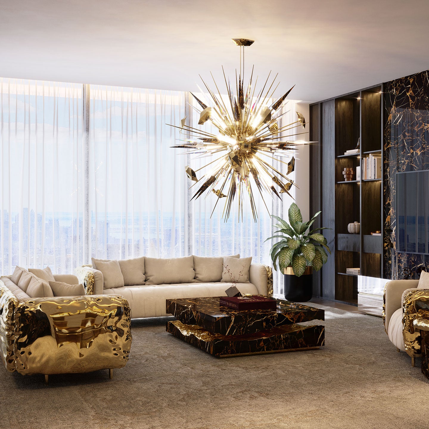 quarry portoro marble center table