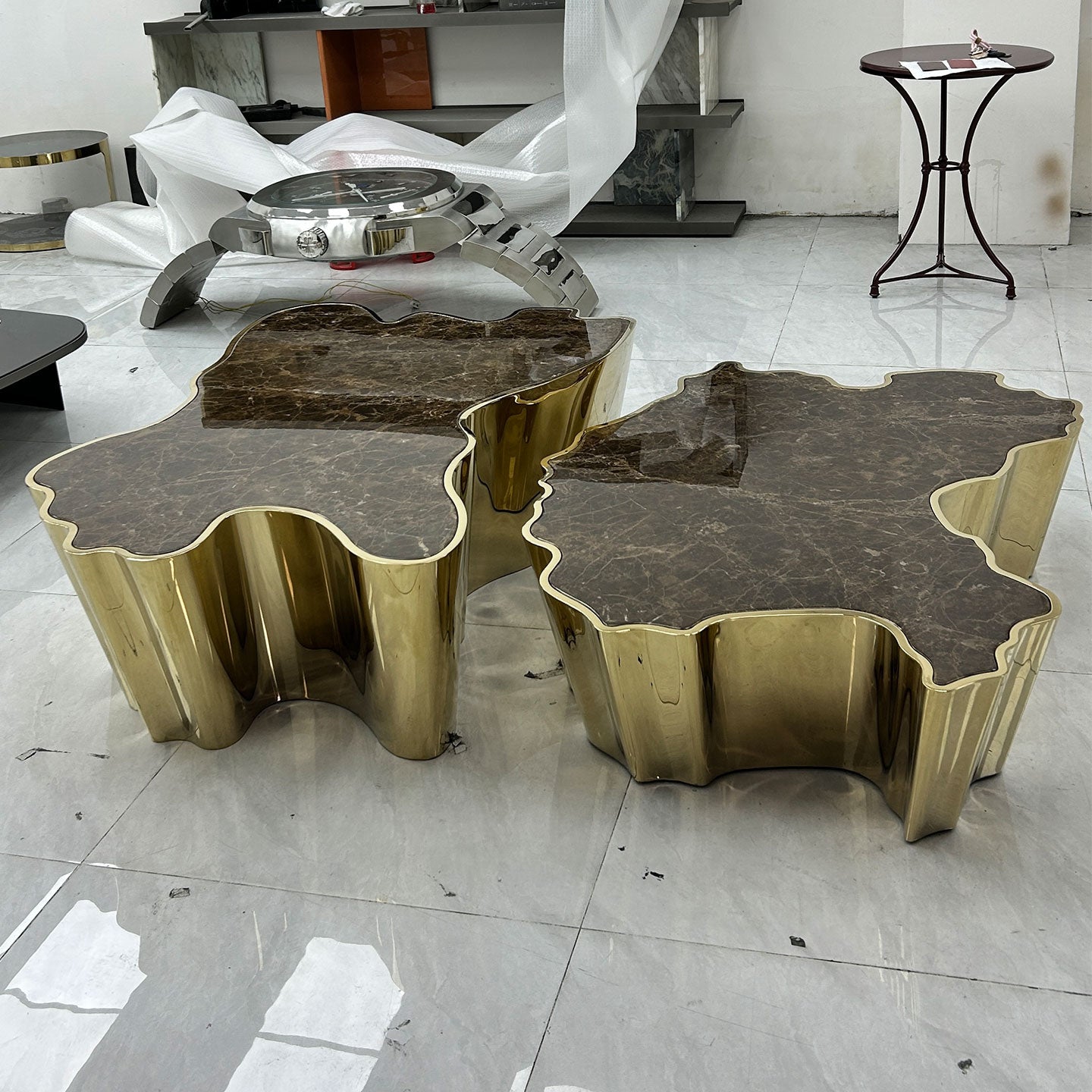 eden brown marble center table