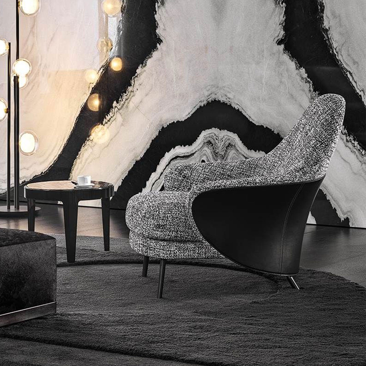 Classic leather-wrapped armchair