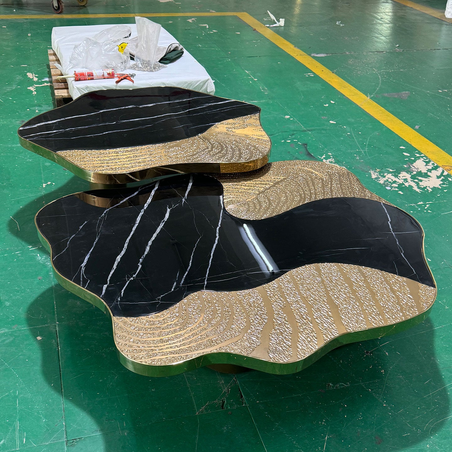 black marble and gold center table