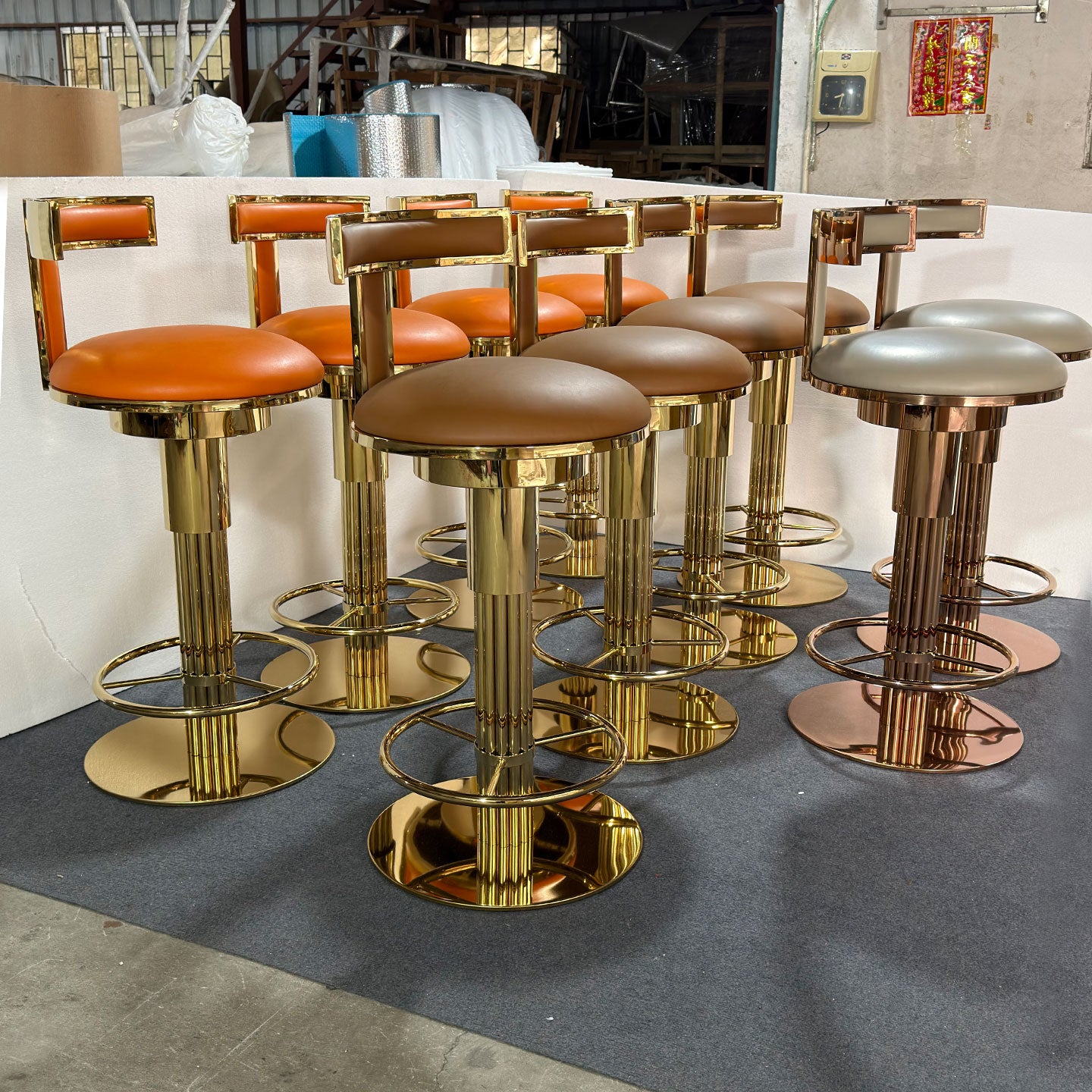 Stainless Steel Bar Stools (Customizable Colors)