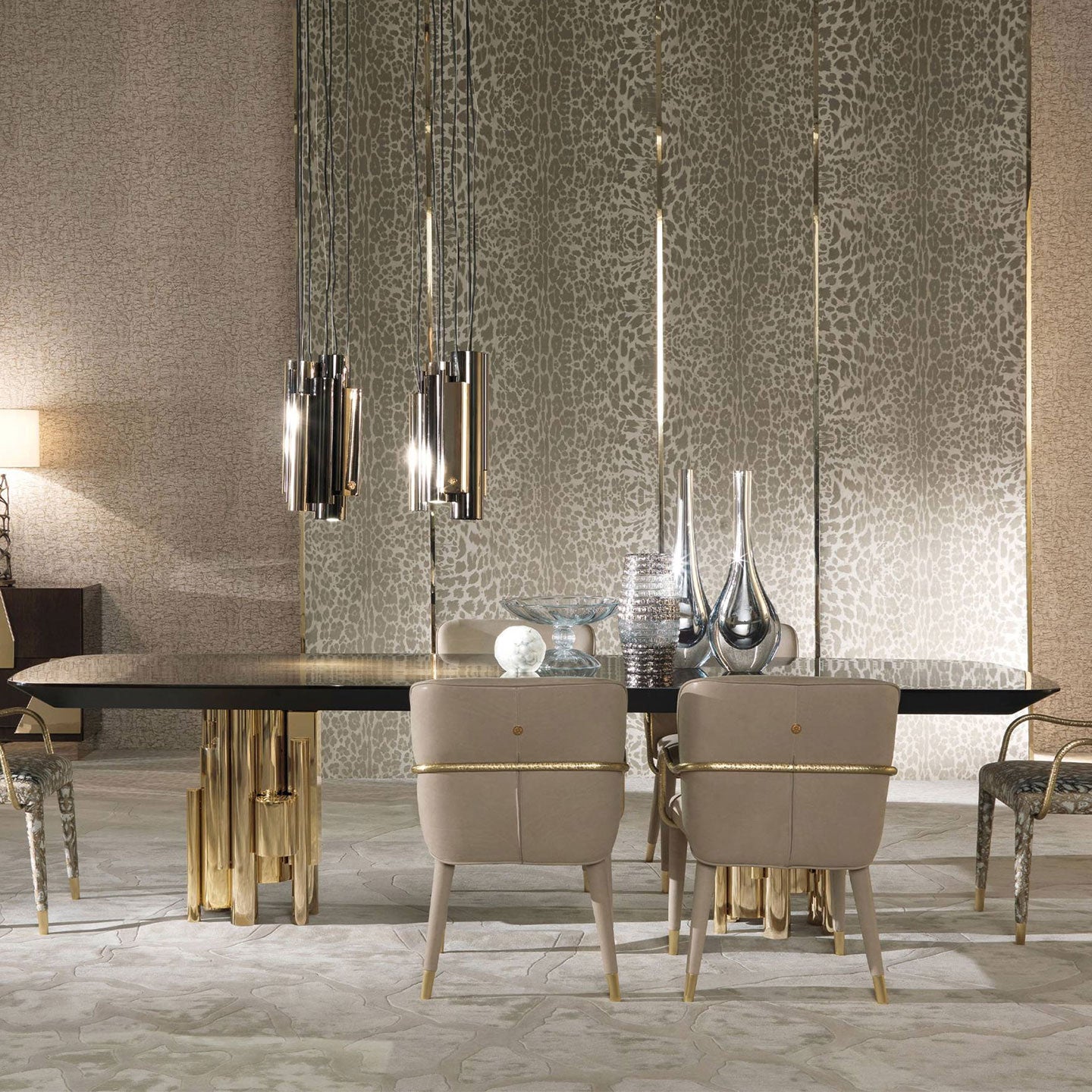 Oak veneer rectangular dining table