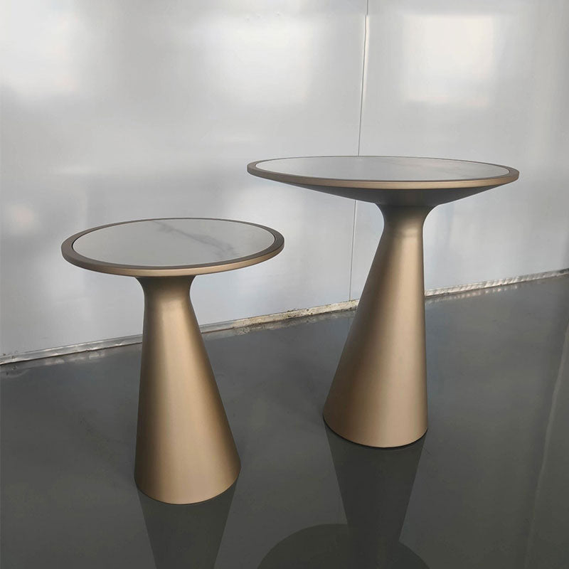 Polished stainless steel sofa side table 2-piece set
