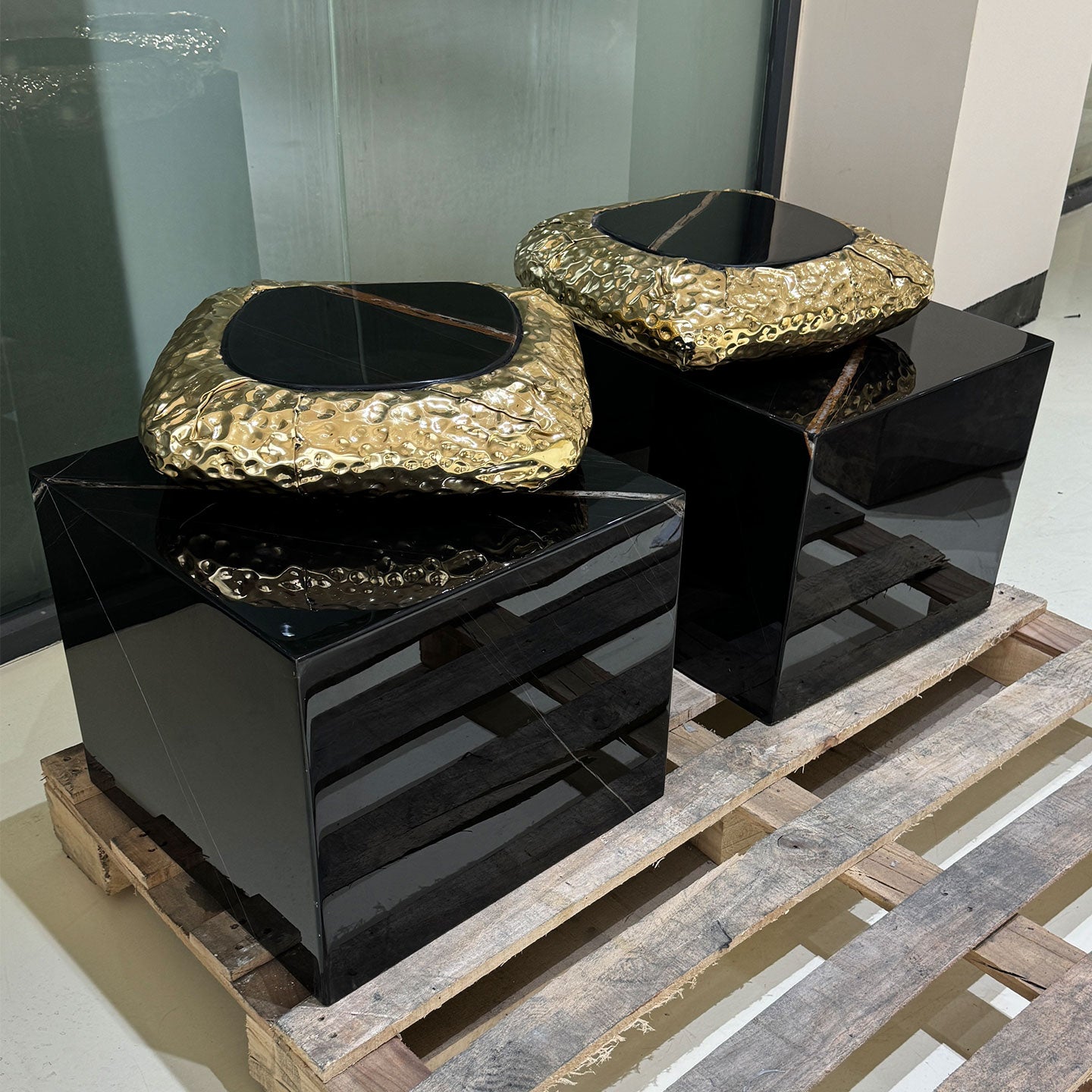 stonehenge nero marquina side table