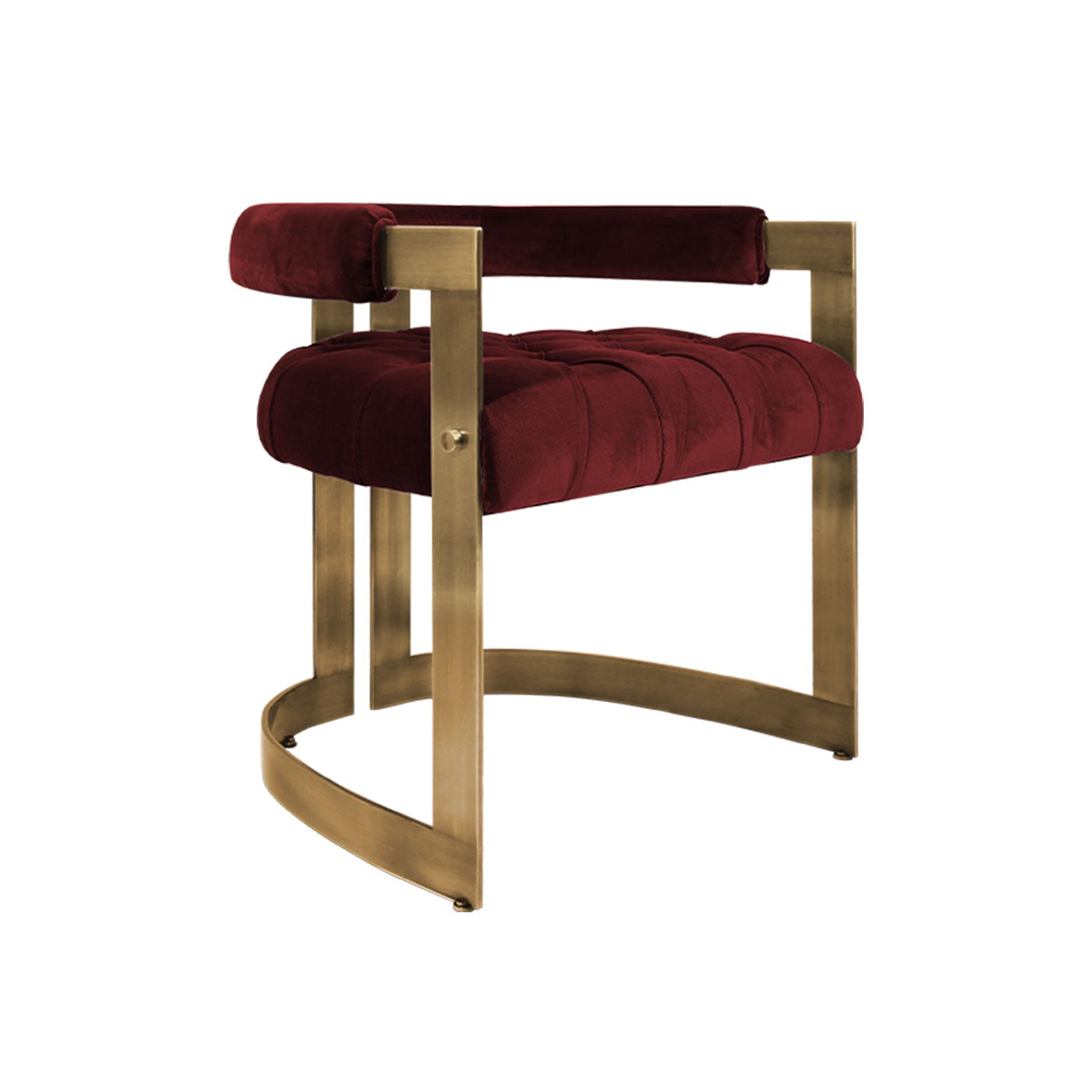 Modern, understated luxury green velvet chair | Gold-plated metal legs and armrests dining chair