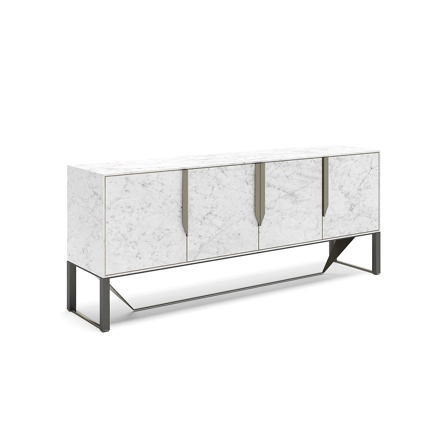 Luxury Black Sideboard with Gold Handles Can be equipped with LED lights