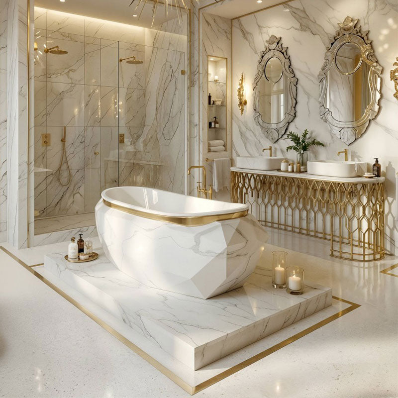 Designer Modern Light Luxury Marble One Piece Double Basin Villa Bathroom sink