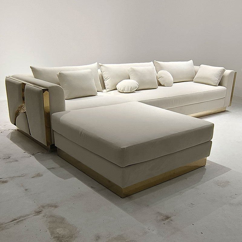 Off-White Velvet Modular Sofa for a Luxury Living Room