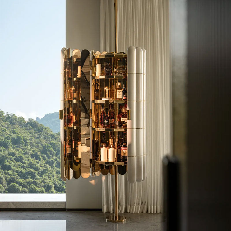 Rotating LED Wine Cabinet - Cylindrical Design