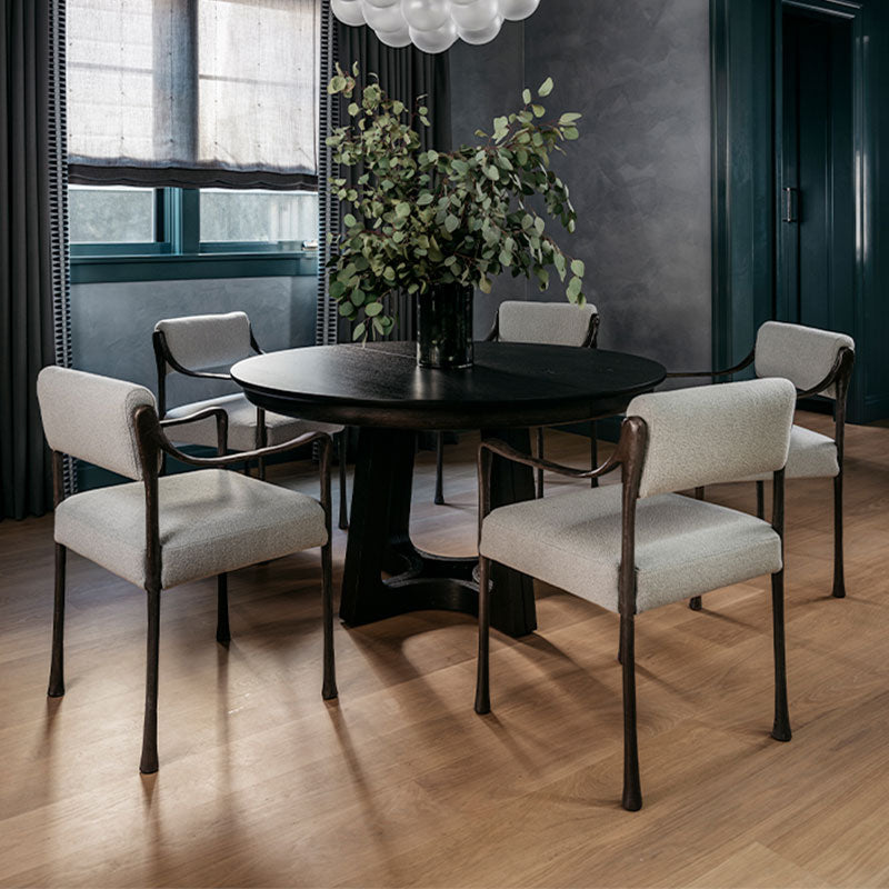 Luxury Designer Contemporary Light Eco-Friendly Tufted Linen Upholstered Metal Dining Chairs for Restaurant and Home Use