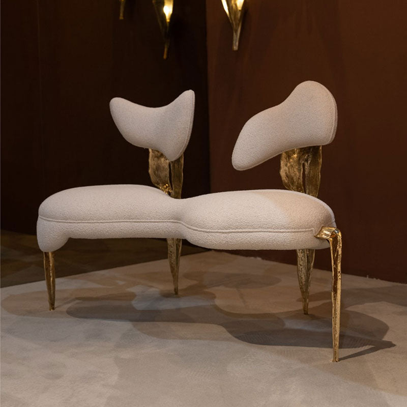 Custom-made luxury dining room furniture, brass dining chairs