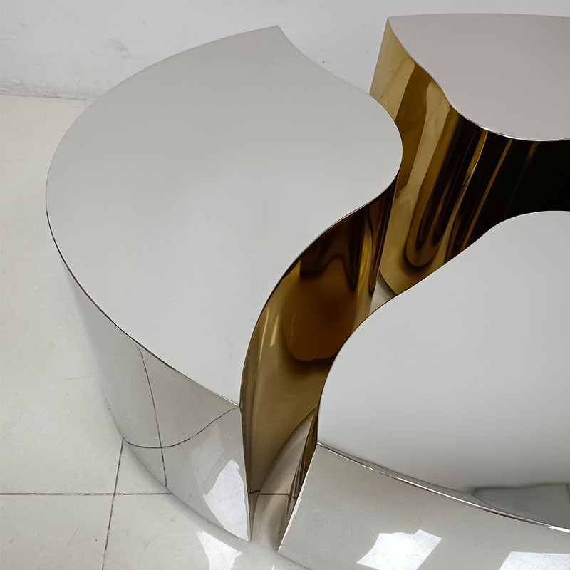 oval silvery center table