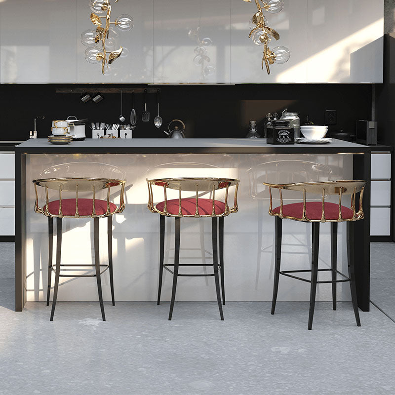 Black Velvet Brass Counter Stool