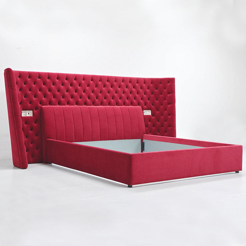 Extra Wide Wing Tufted Upholstered Bed, Chesterfield Button Tuft Luxury Bed Frame