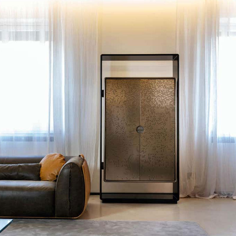 Modern Tall Cabinet in Bronze Liquid Metal