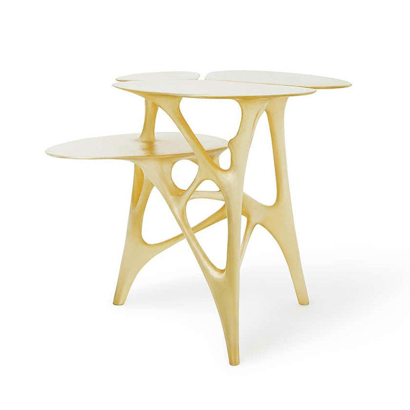 Lotus Side Table End Table Polished or Matte Brass Gold Customizable