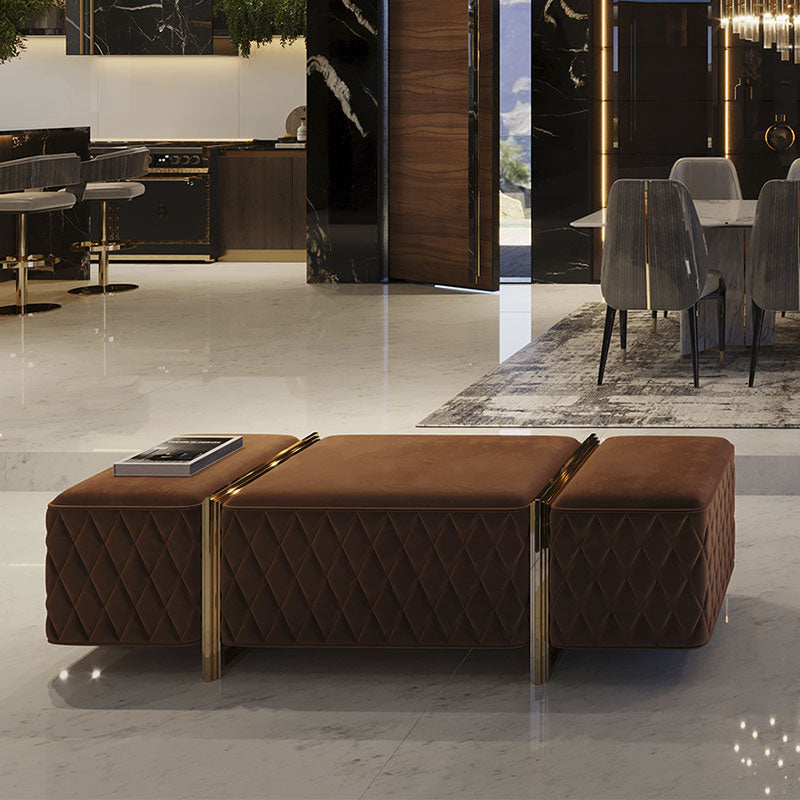 Custom-made luxury velvet upholstered bed end stool