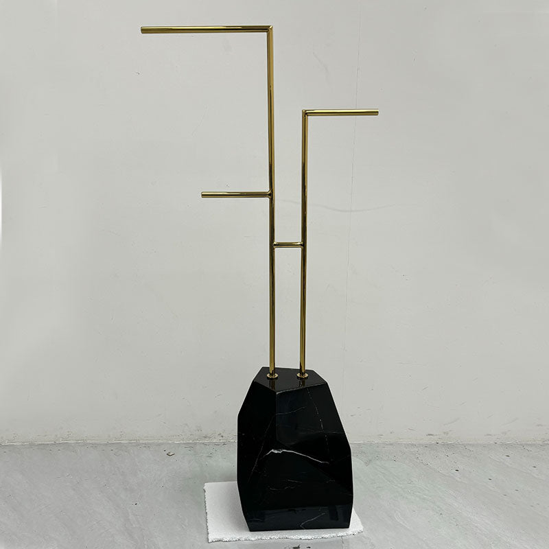 Marble Base Towel Rack Standing Black Gold Towel Rack Metal Luxury Bathroom Towel Rack