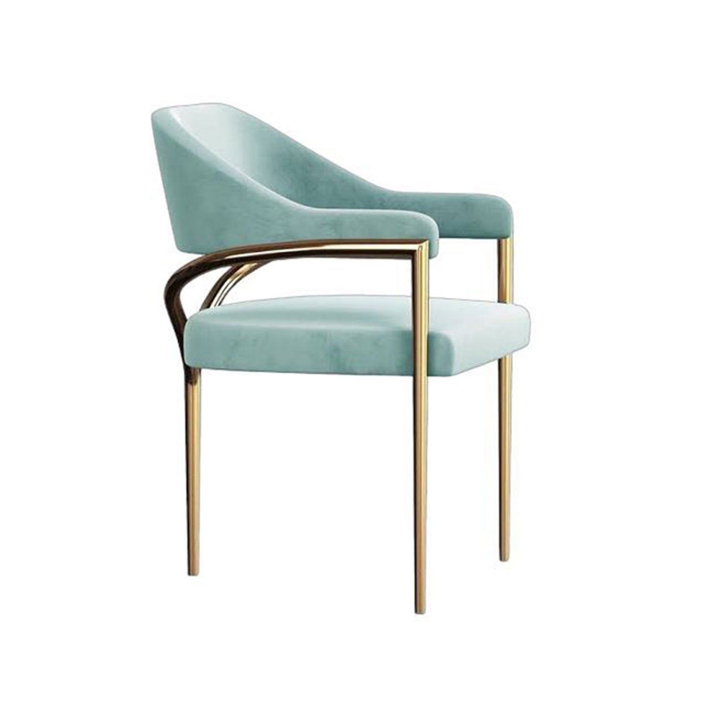 White velvet armchair with gold branch design | Luxury art metal dining chair