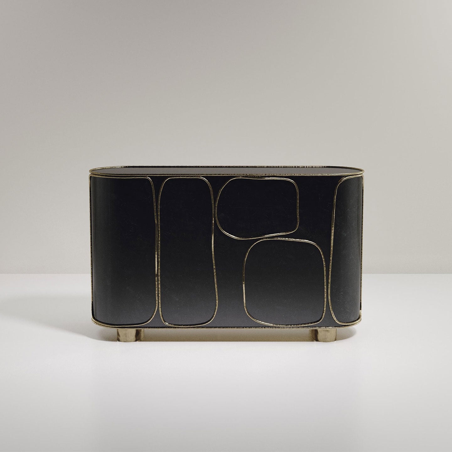 Parchment Buffet with Bronze-Patina Brass Details