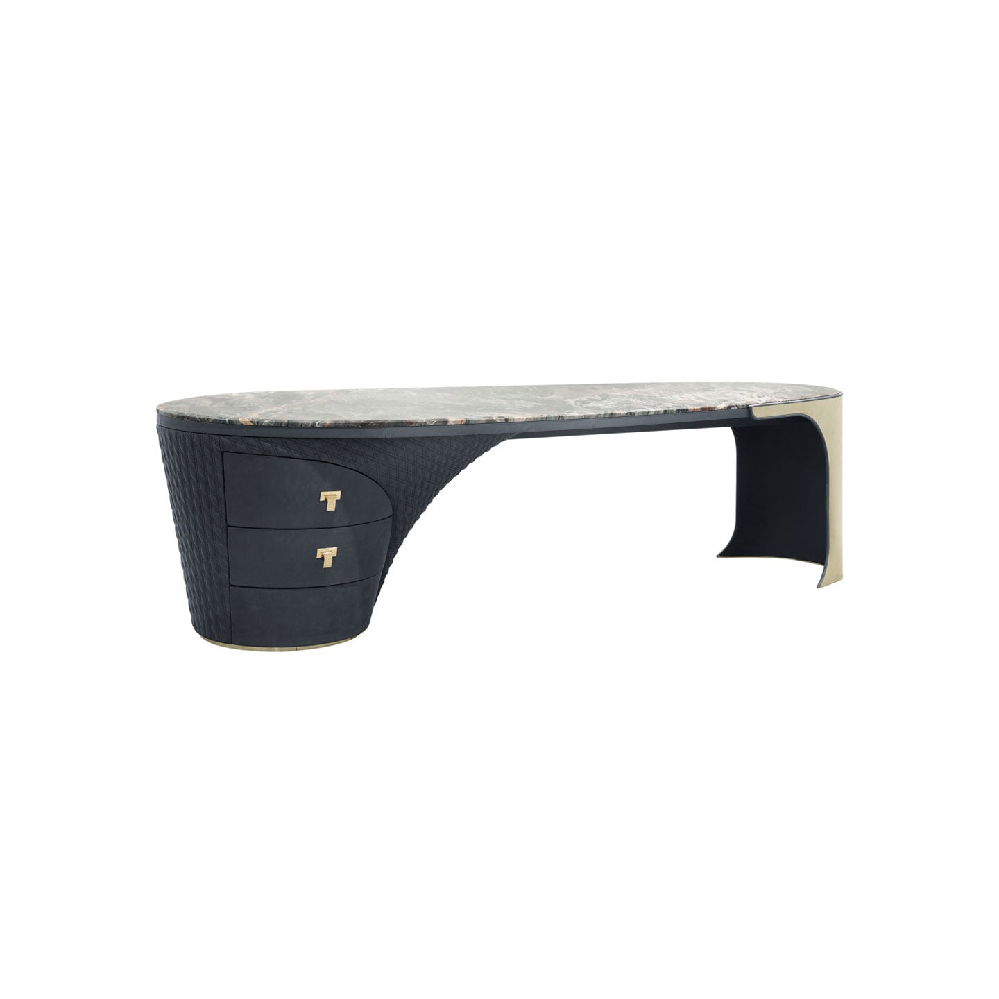 Premium Marble Top Curved Luxury Office Desk with Storage
