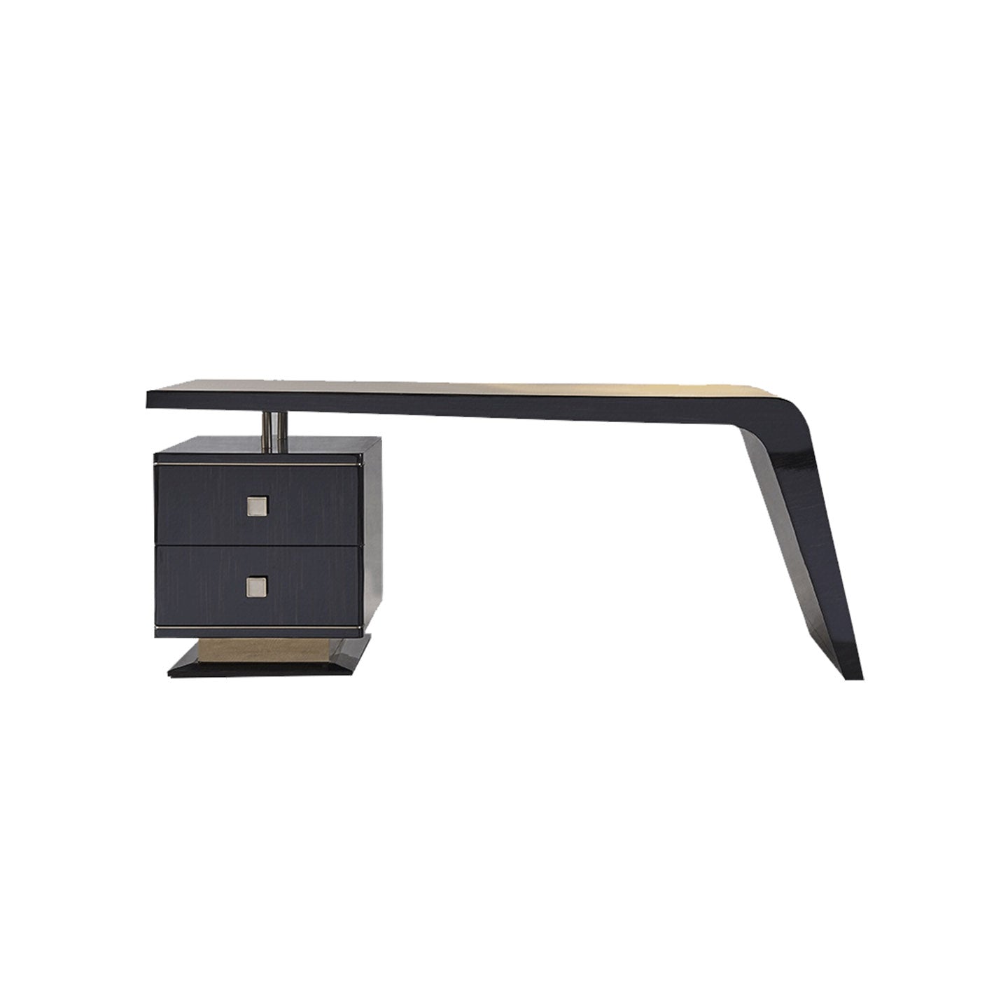 A luxurious, asymmetrical, sculptural desk designed for the home office