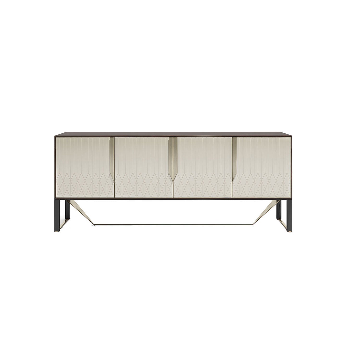 Luxury Black Sideboard  with Gold Handles Can be equipped with LED lights