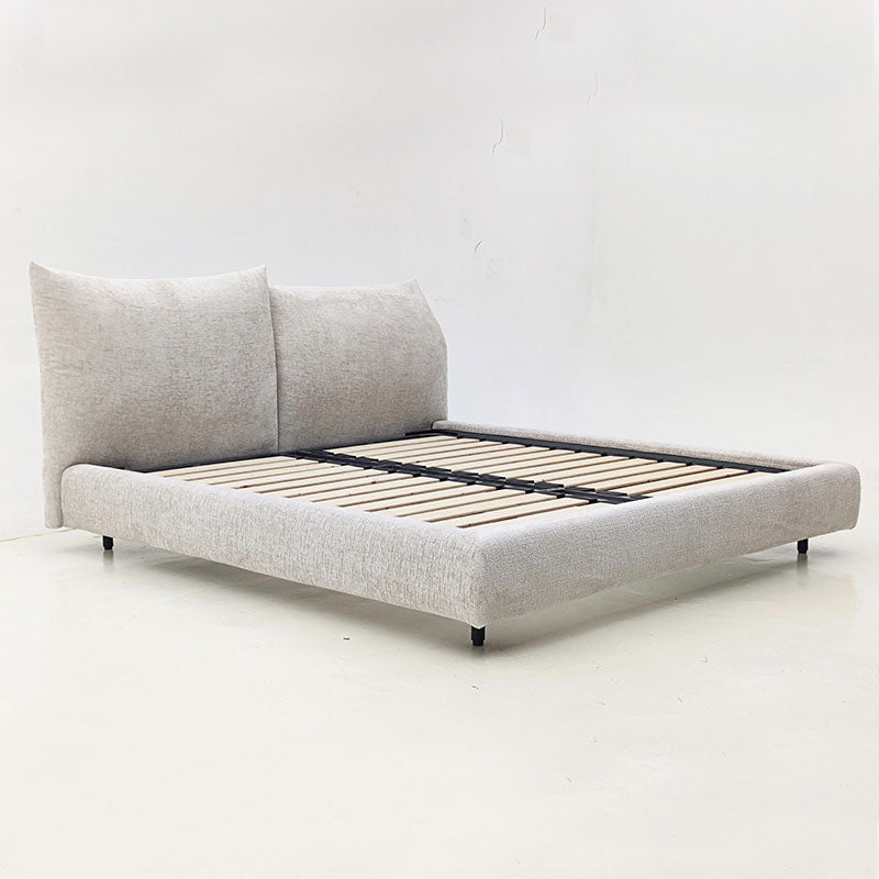Adjustable Cushion Headboard Platform Bed, Dark Green Chenille Fabric Upholstered Bed Frame