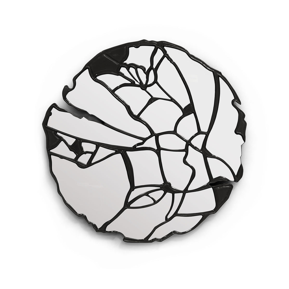 Artistic Brass Wall Mirror, Abstract Irregular Round Decor Mirror for Entryway Living Room