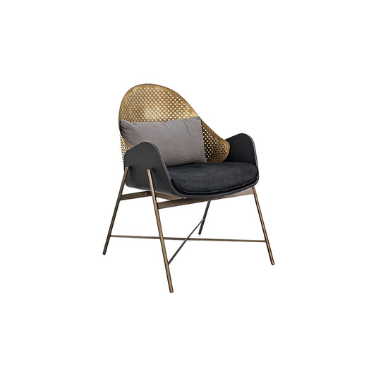 Designer Gold Perforated Armchair Velvet & Metal