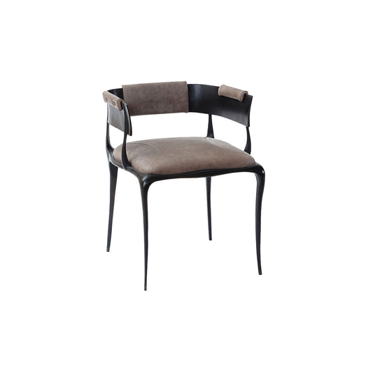 Luxury sculptural metal dining chair, handcrafted designer armchair