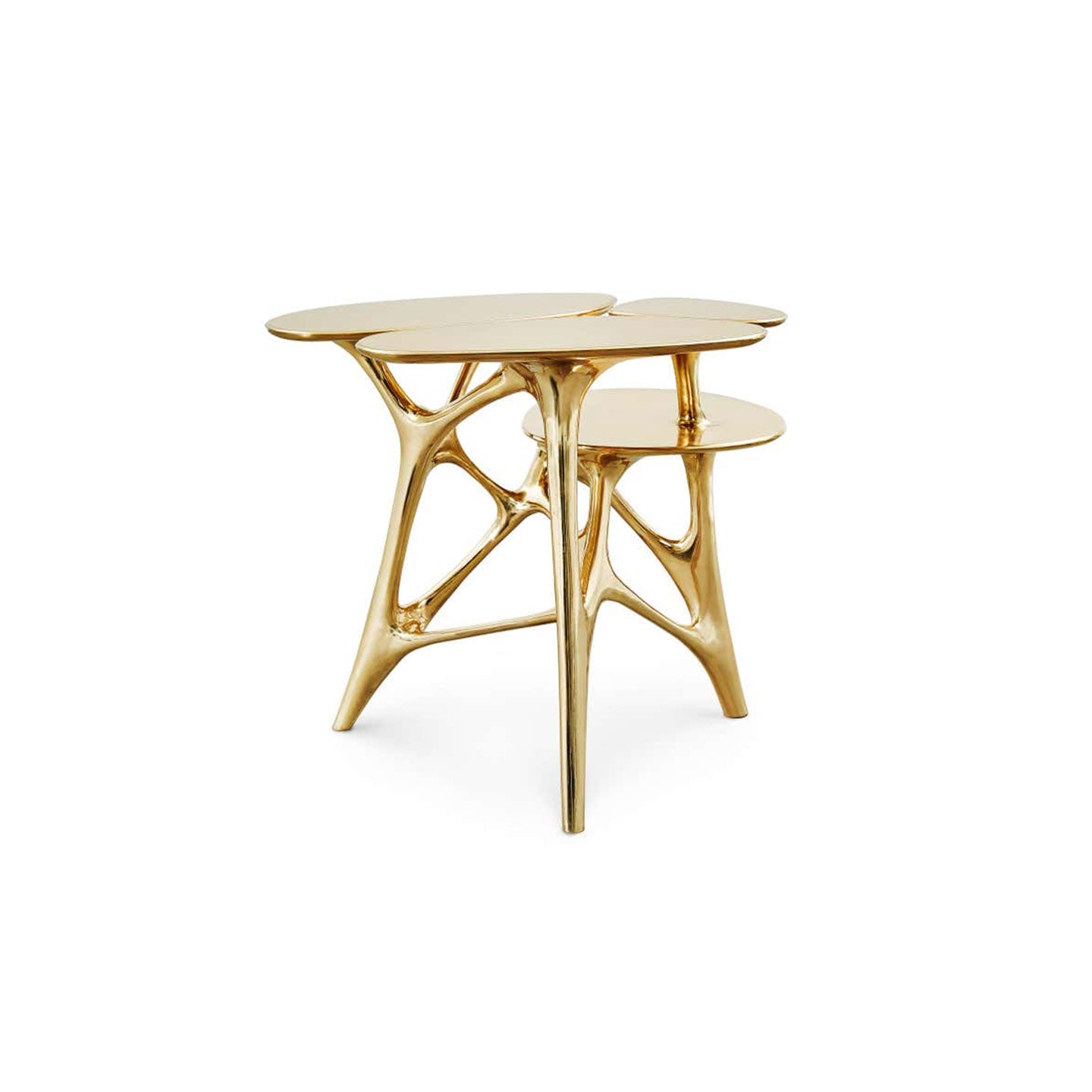 Lotus Side Table End Table Polished or Matte Brass Gold Customizable