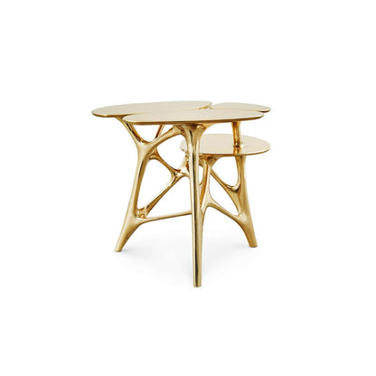 Lotus Side Table End Table Polished or Matte Brass Gold Customizable