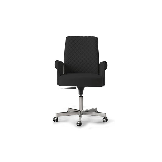 Black Leather Executive Office Chair - Adjustable & Swivel