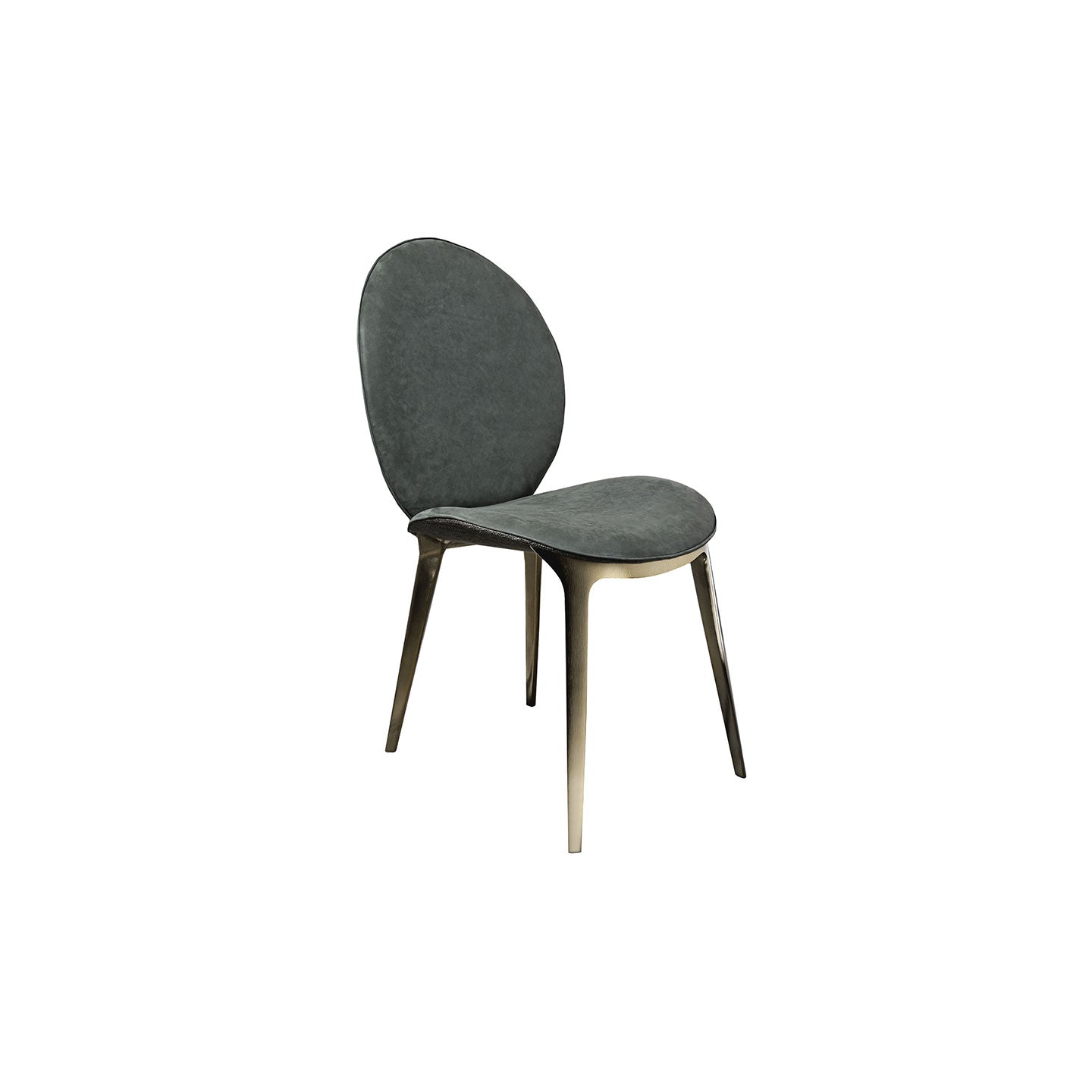 Luxury  Velvet Dining Chair with Embossed Leaf Pattern | Round Back Rose Gold Metal Legs