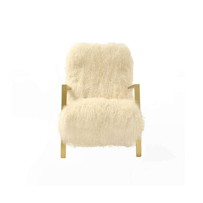 Contemporary Modern White Mongolian Goat Italian Armchairs