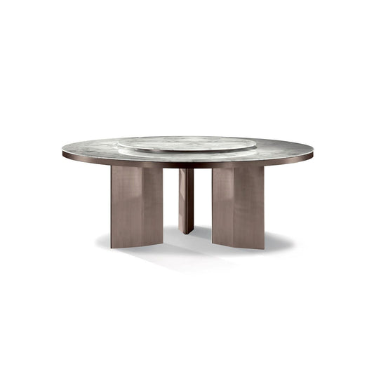 Round dining table with marble turntable