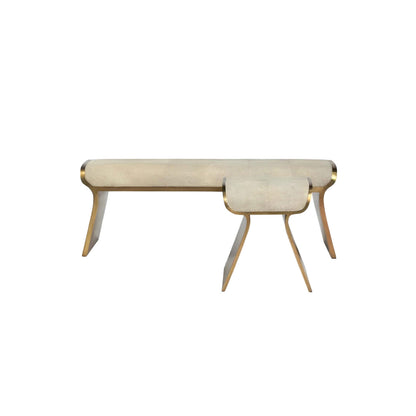 Dandy Stool in Cream Shagreen and Bronze-Patina Brass by Kifu, Paris