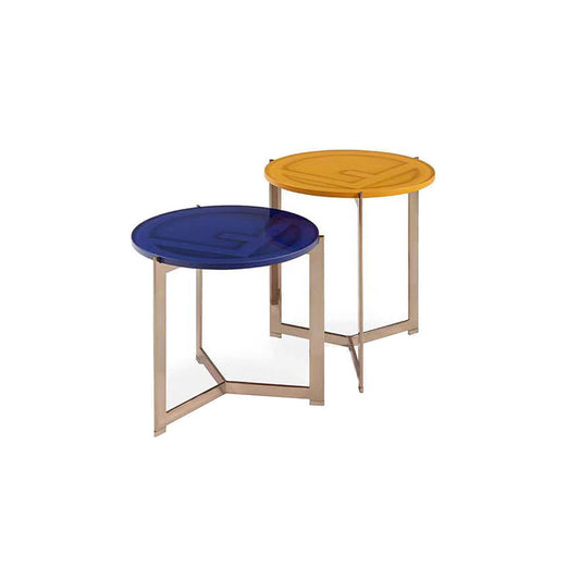 Combinable light luxury side table, gold-plated frame artistic coffee table